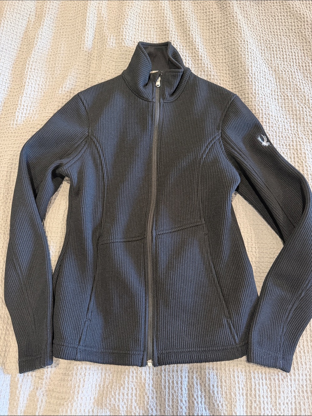 Spyder Women's Black Full-Zip Ribbed Jacket